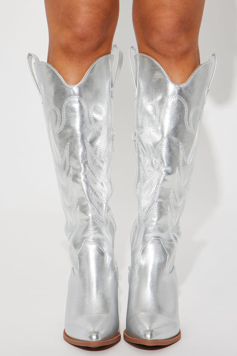 Silver cowboy boots womens sales