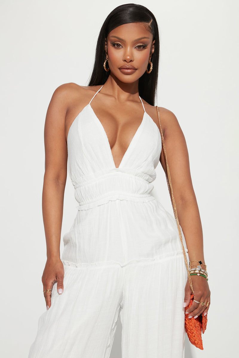 White gauze jumpsuit new arrivals