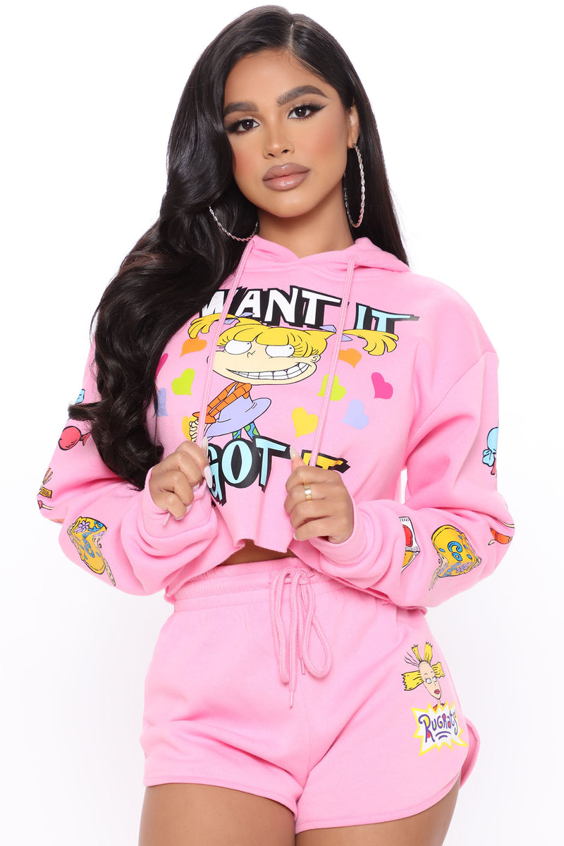 I Got It Angelica Crop Hoodie Pink Fashion Nova Screens Tops
