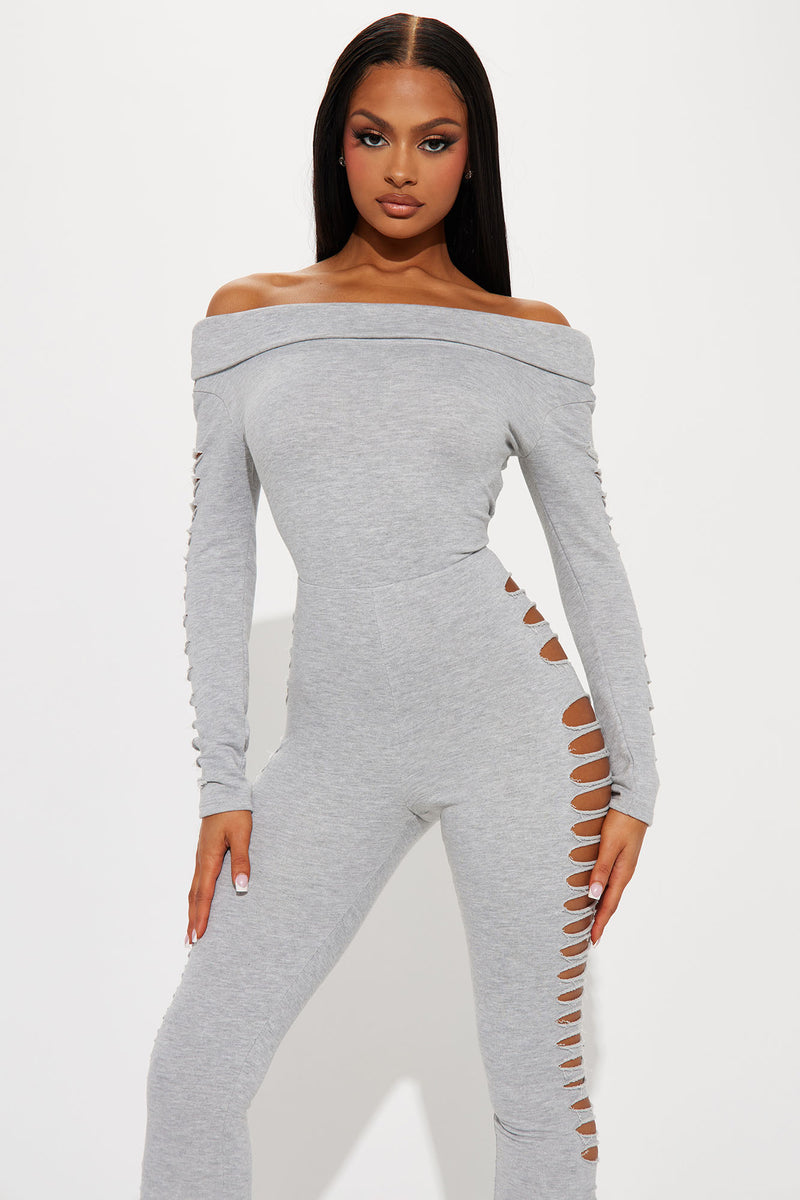 Fashion nova sales grey jumpsuit