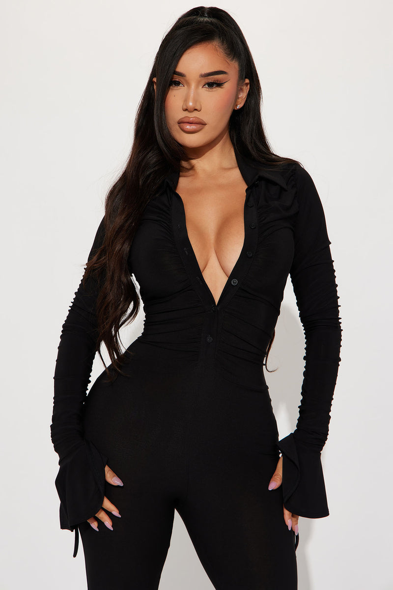 Black fashion nova jumpsuit store