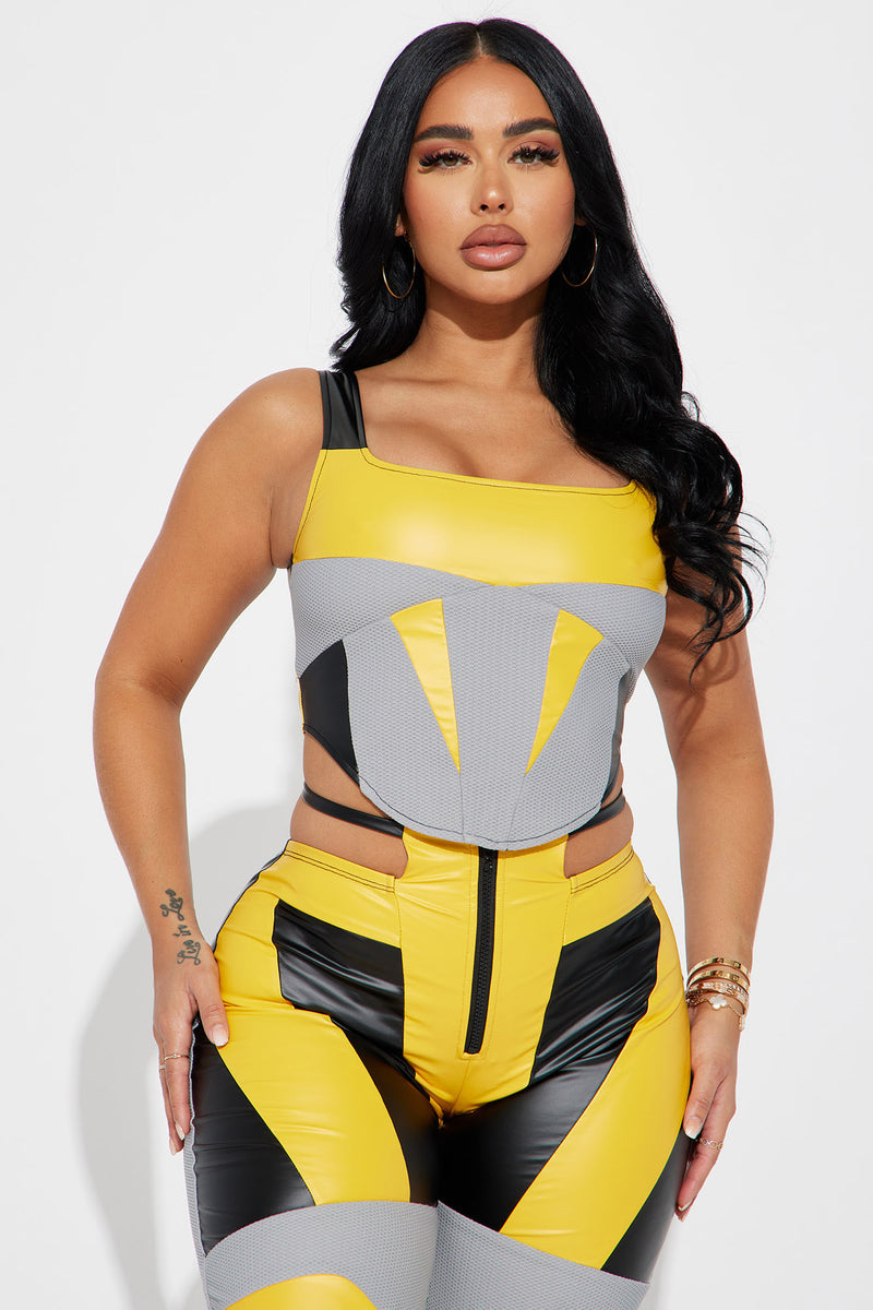 Yellow faux hotsell leather pants