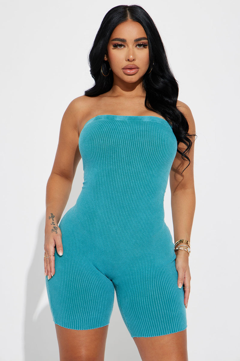 Evelyn Mineral Wash Rib Romper - Teal | Fashion Nova, Rompers | Fashion ...