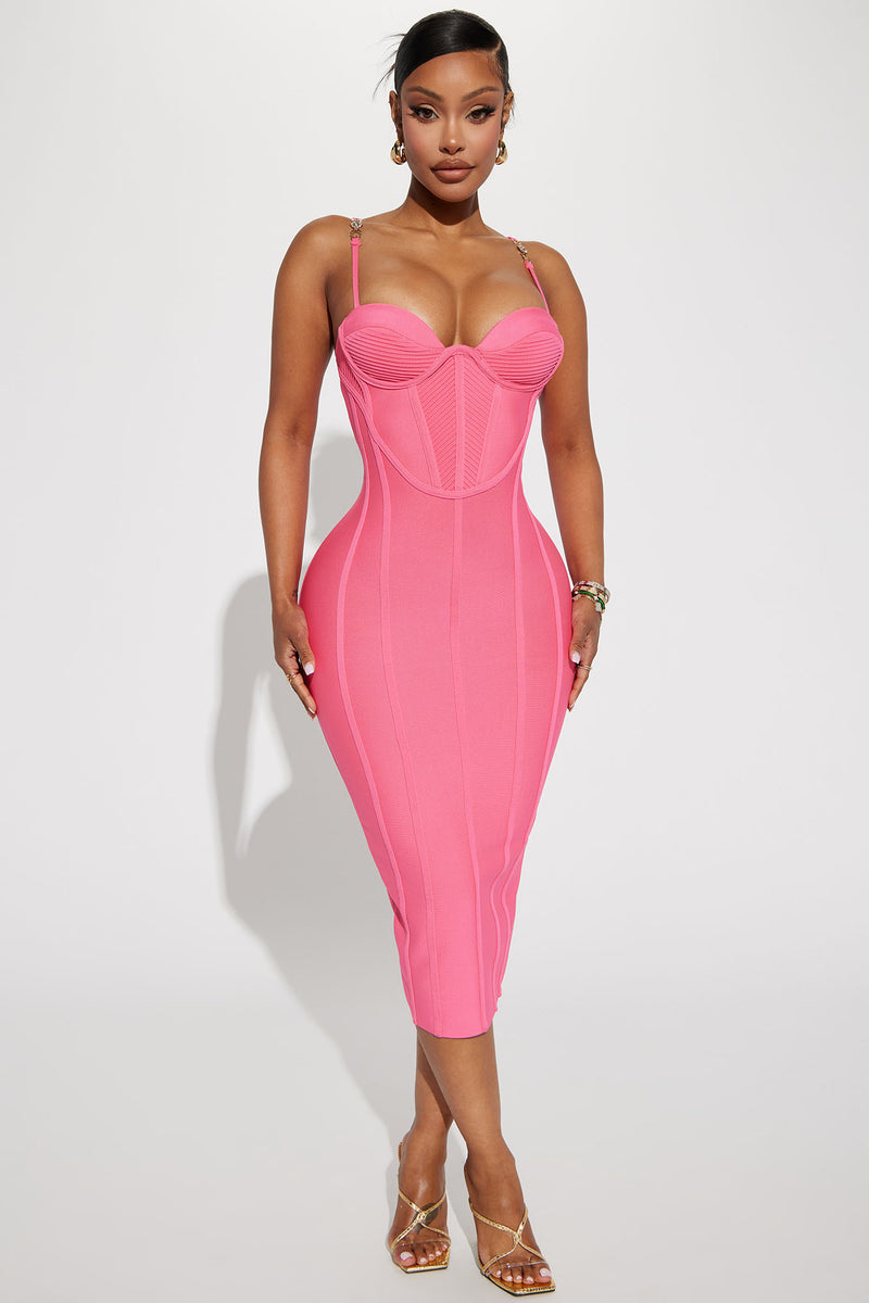 Victoria Bandage Midi Dress - Pink