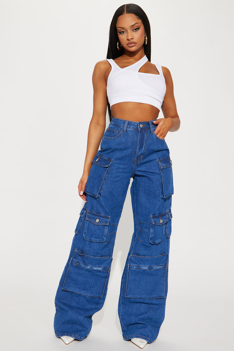 Denim cargo shop jeans womens