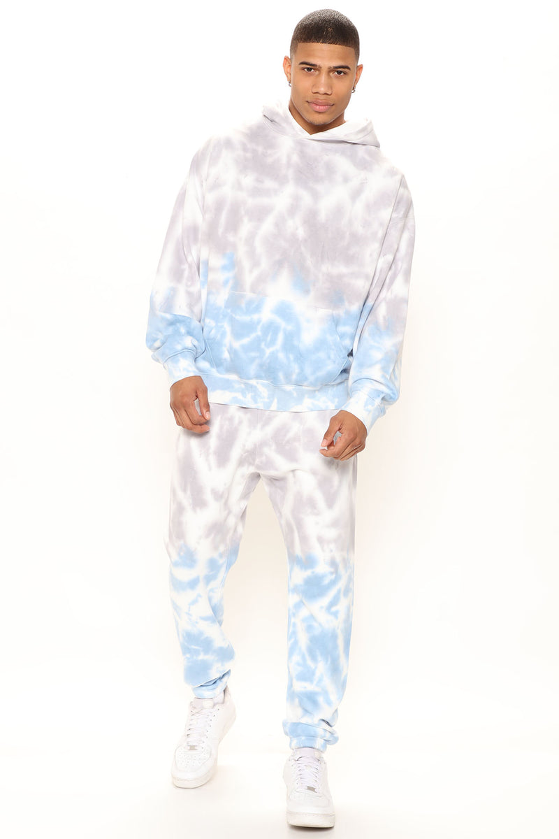 Tyson Heavyweight Tie Dye Hoodie Grey Blue Fashion Nova Mens