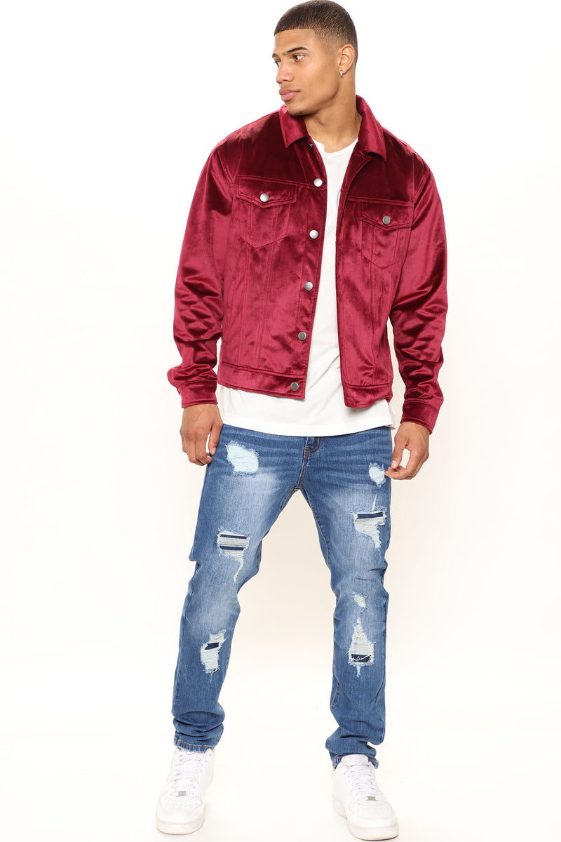 Red velvet jean jacket sale