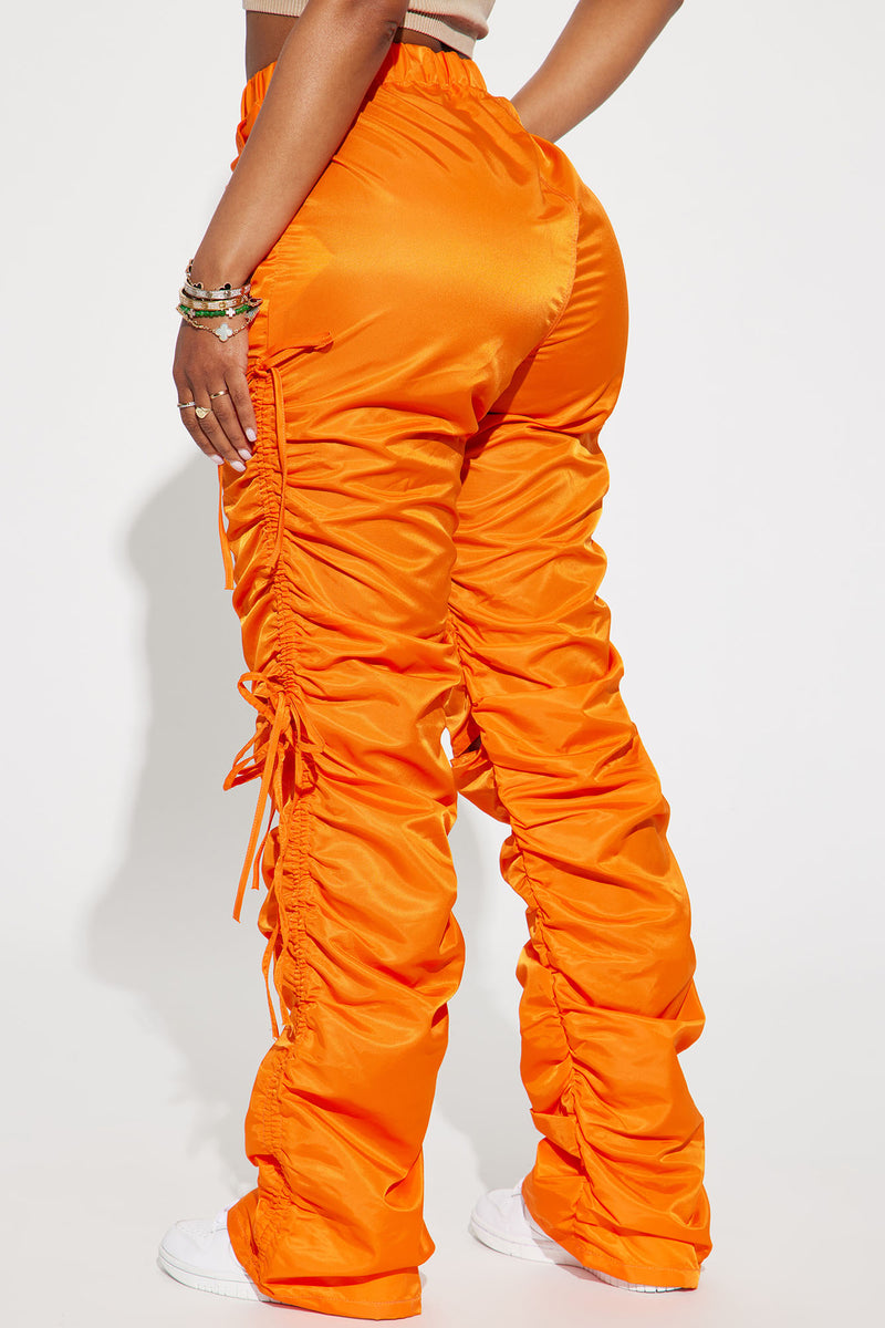 It's Settled Nylon Stacked Pant Orange Fashion Nova, Pants