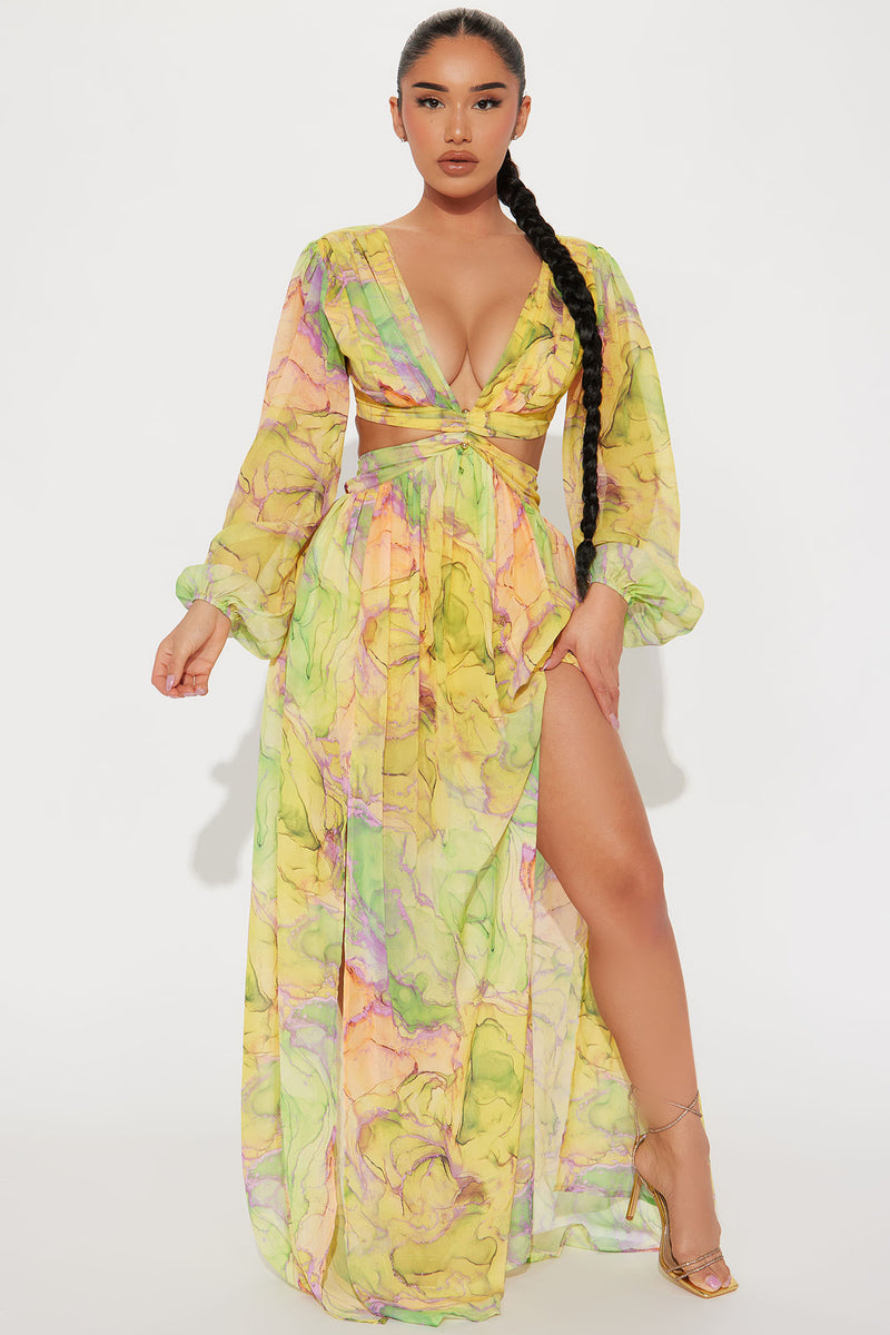 Willow Maxi Dress - Yellow/combo, Fashion Nova, Dresses