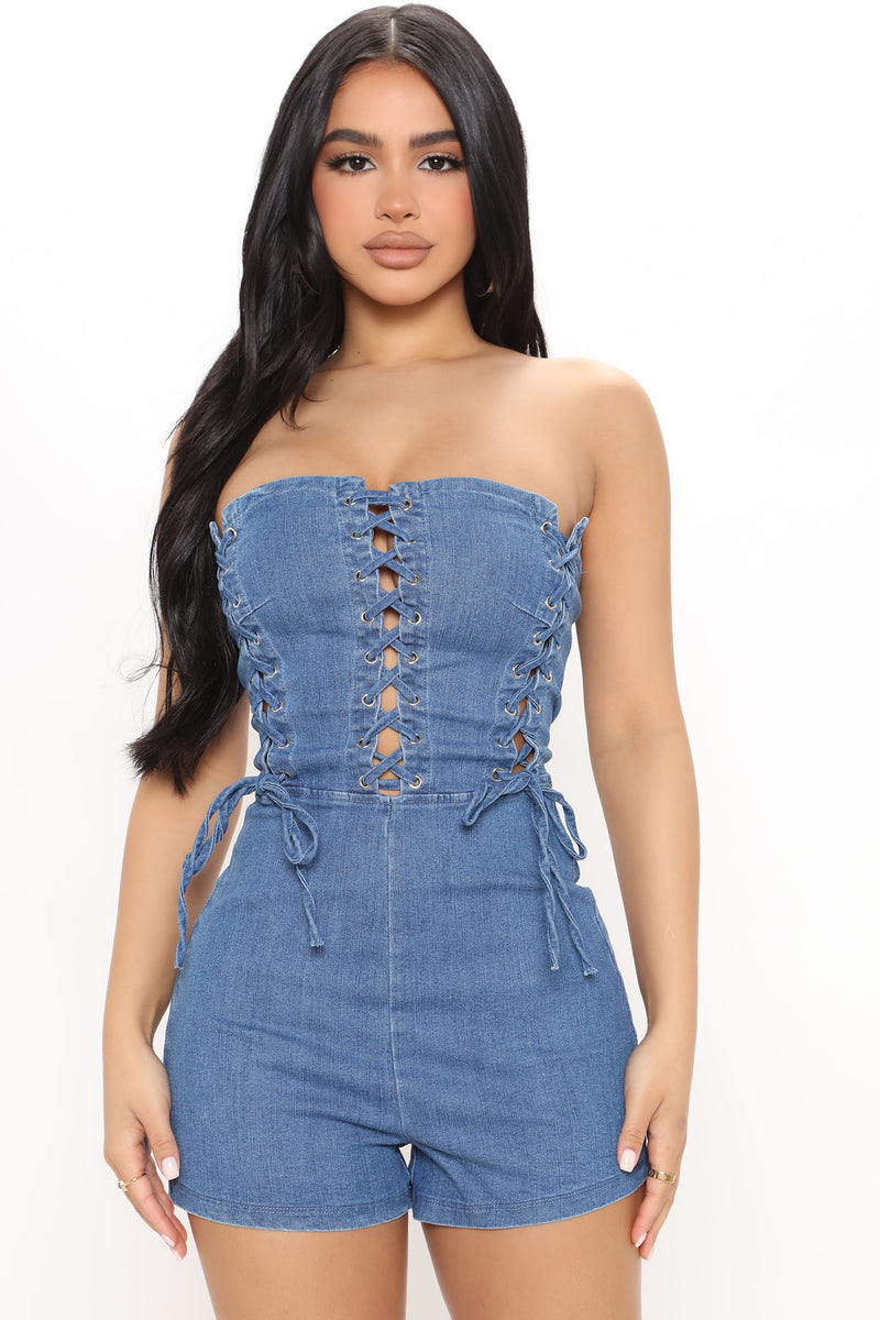 Fashion nova jean best sale romper