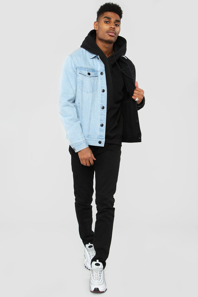 Two Tone Denim Jacket Black Combo