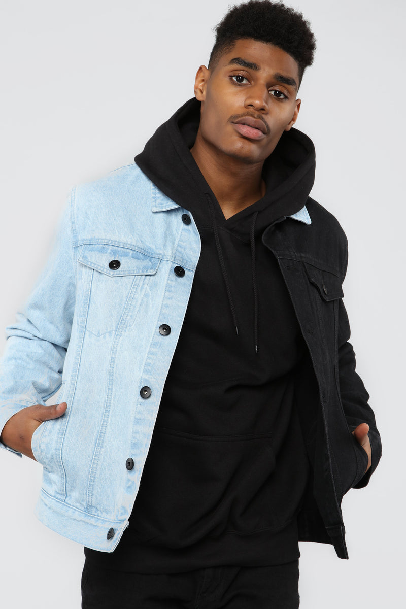 Two Tone Denim Jacket Black Combo