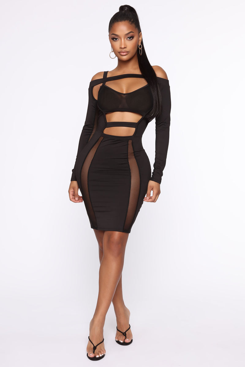 You re Cut Off Mini Dress Black