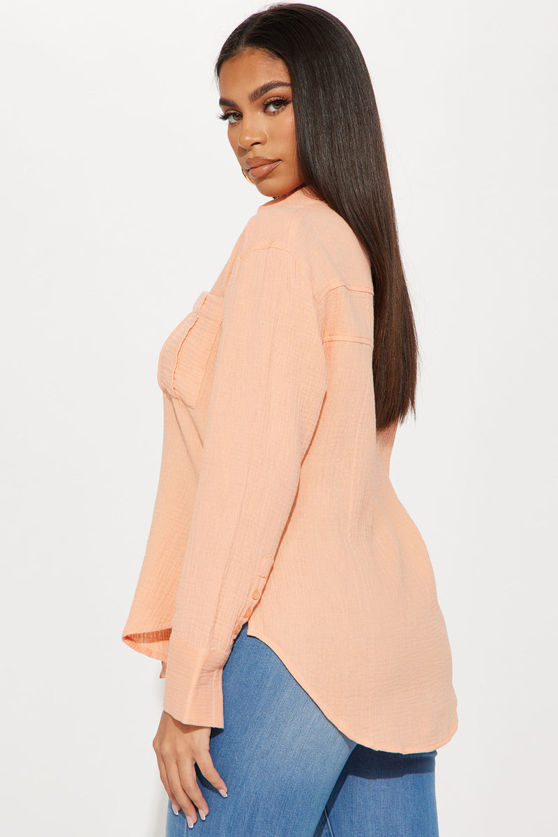 Willow Oversized Gauze Shirt - Peach | Fashion Nova, Shirts