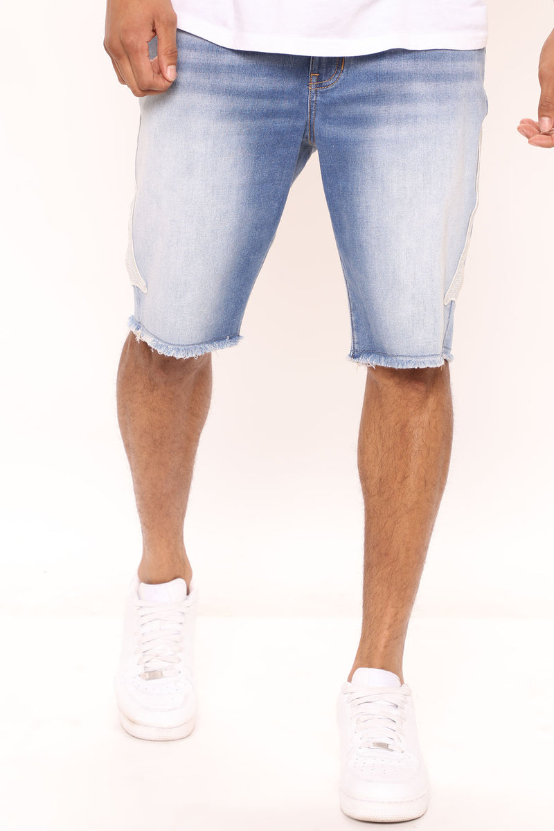 Checkered Skinny Denim Shorts - Light Wash, Fashion Nova, Mens Denim Shorts