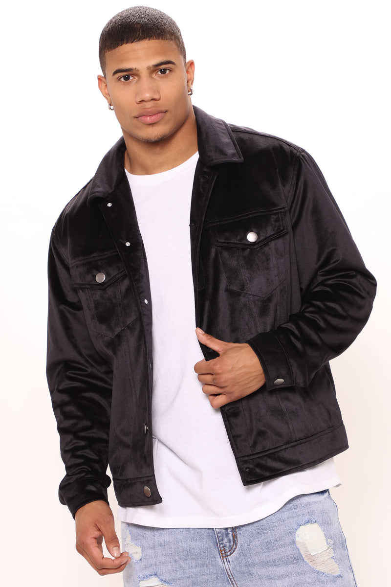 Velvet Trucker Jacket Black Fashion Nova Mens Jackets