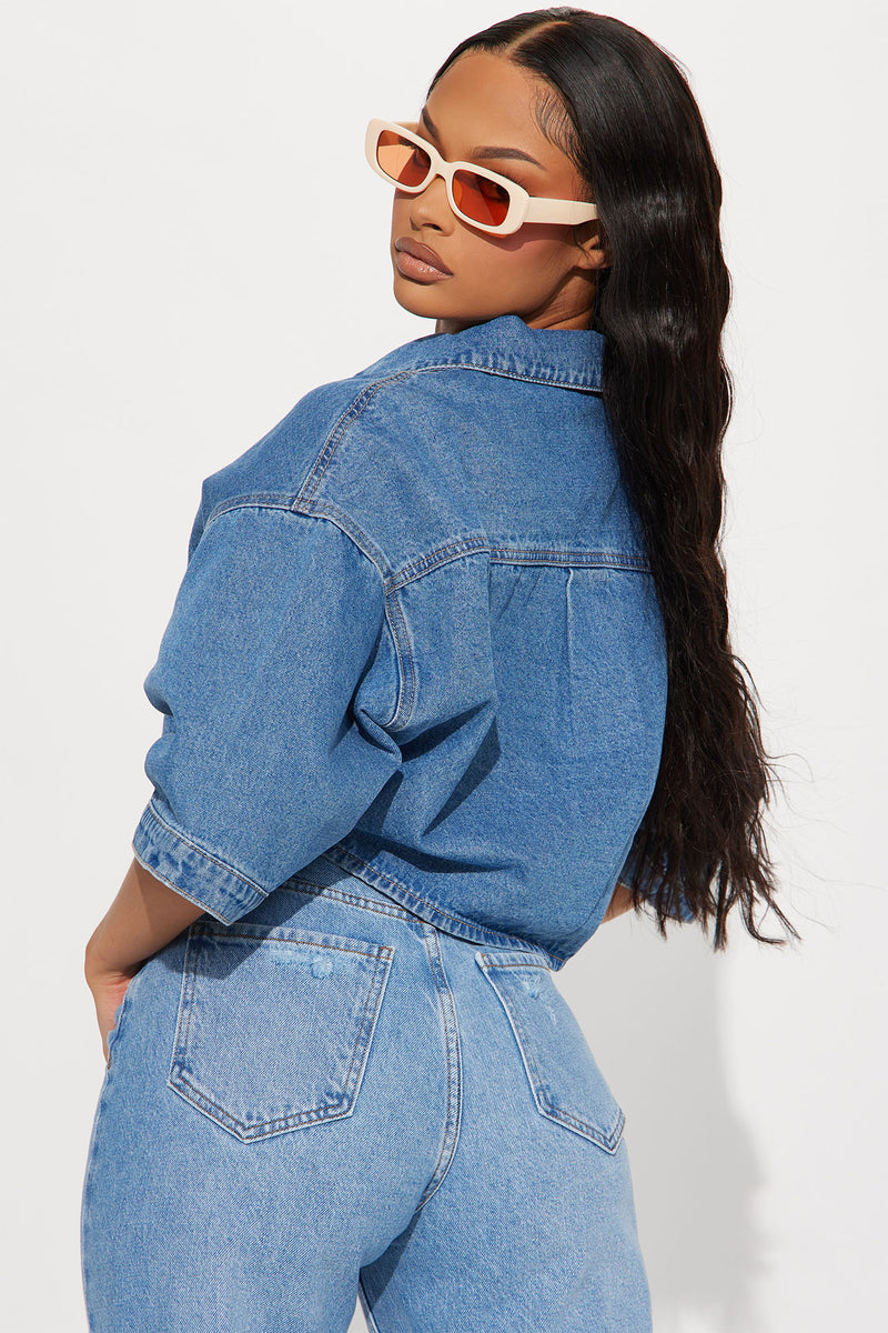 Fashion nova denim shirt discount