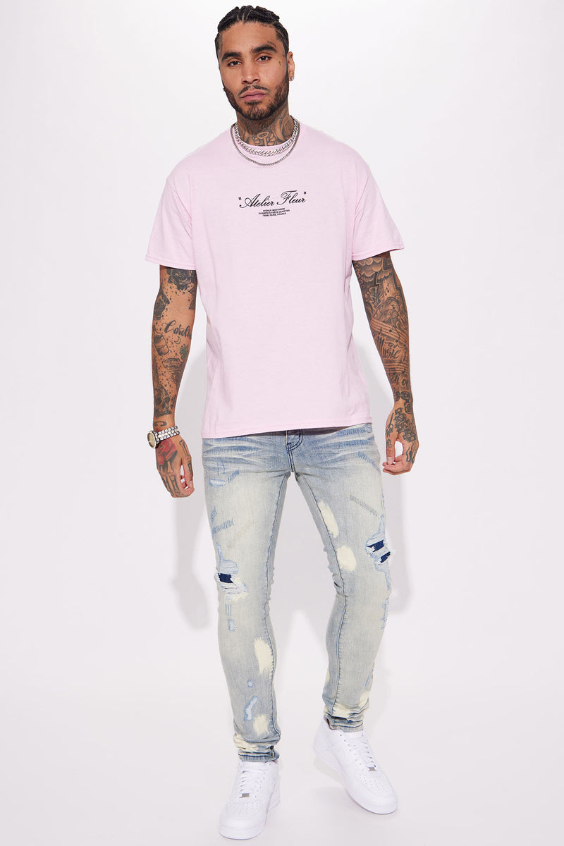 Graphic Nova, Nova - | Mens Short Fashion Tees Pink Sleeve | Fleur Studio Tee Fashion