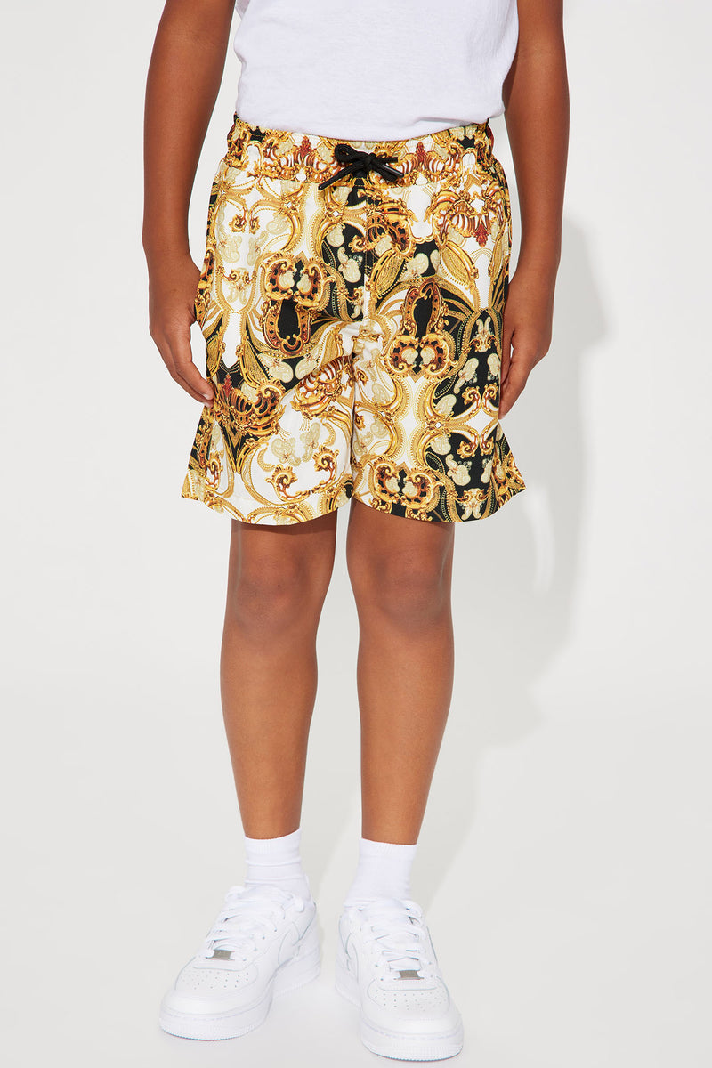 Gold hibiscus print swim shorts store