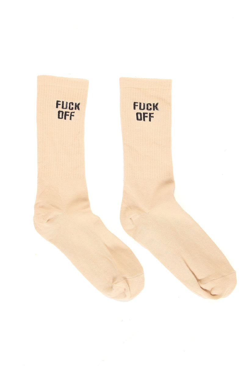 I Said Fuck Off Crew Socks - Nude