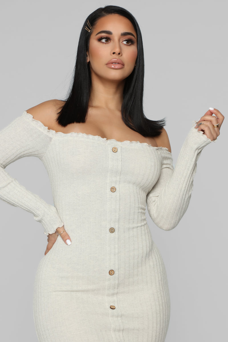 Fashion nova hotsell oatmeal dress