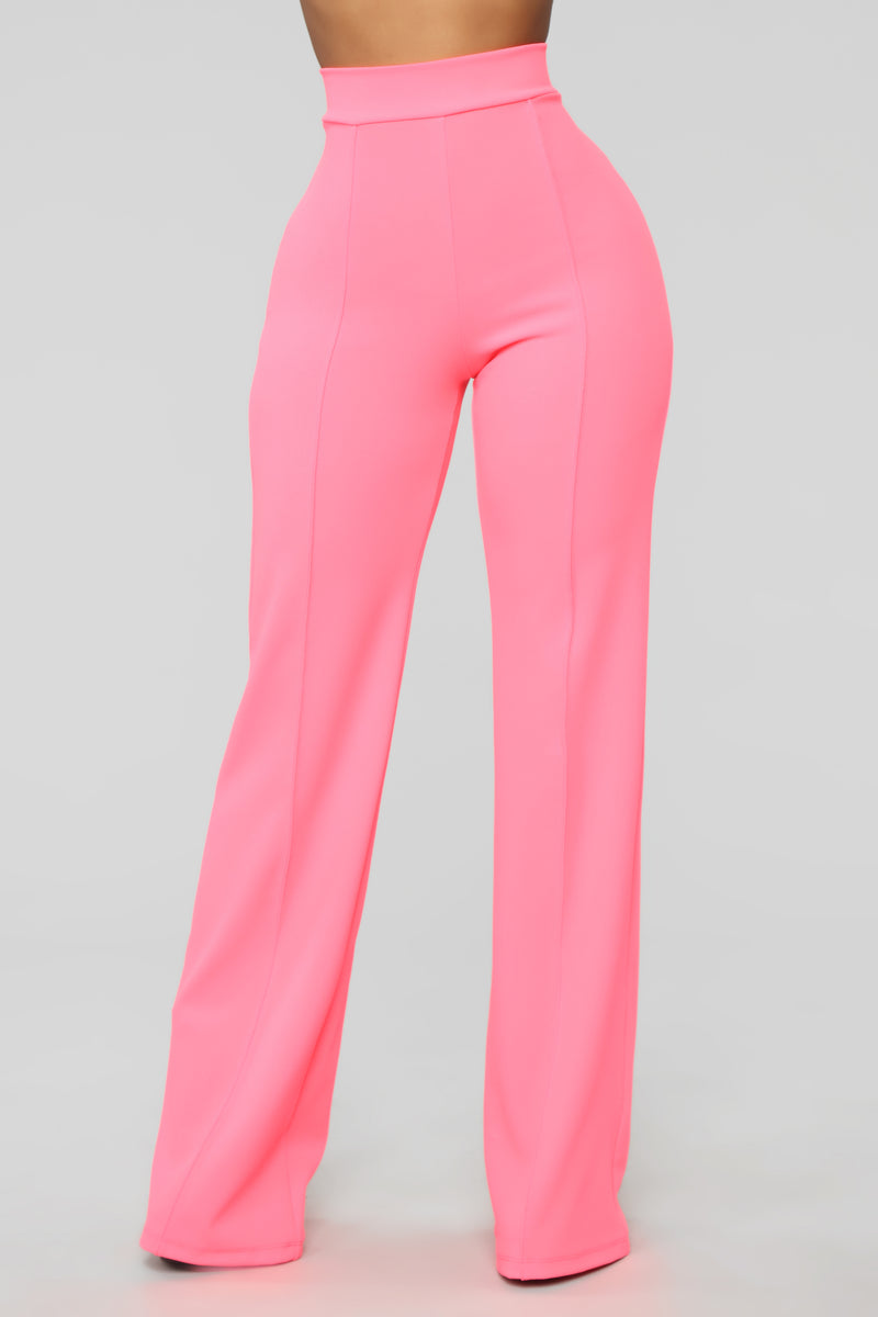 Victoria High Waisted Dress Pants Neon Pink Fashion Nova, Pants