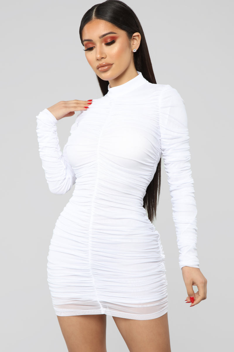 Paparazzi Ruched Dress White