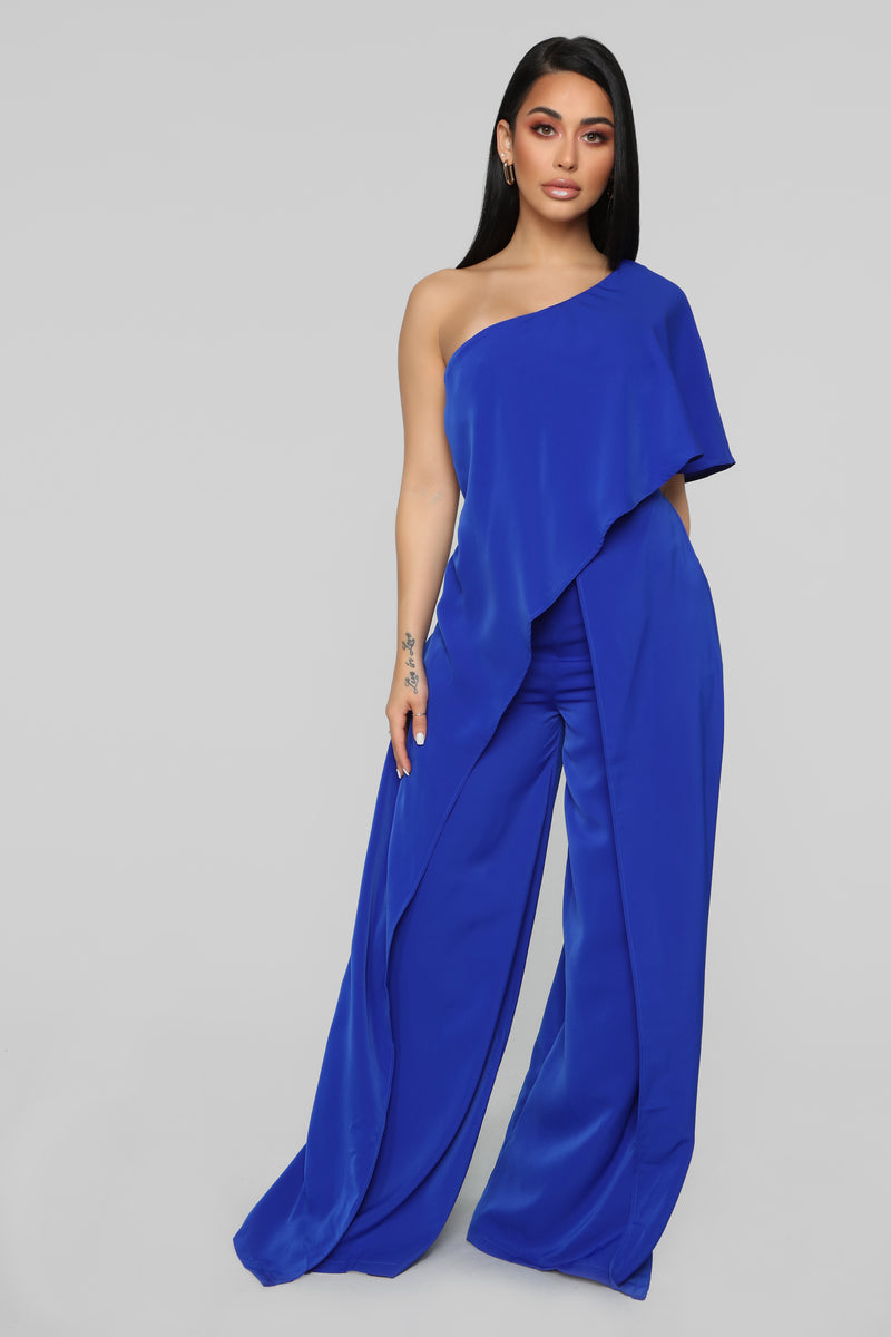 Most Dignified One Shoulder Jumpsuit Royal Blue Fashion Nova
