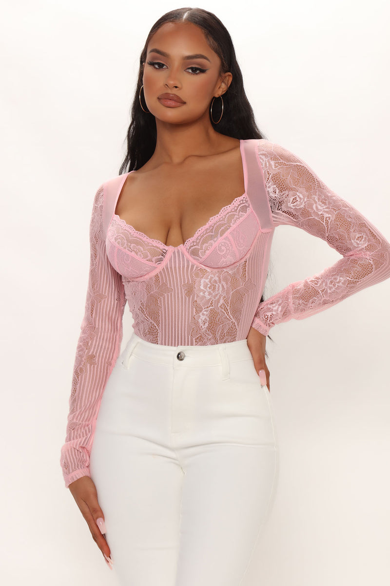 Pink lace body top