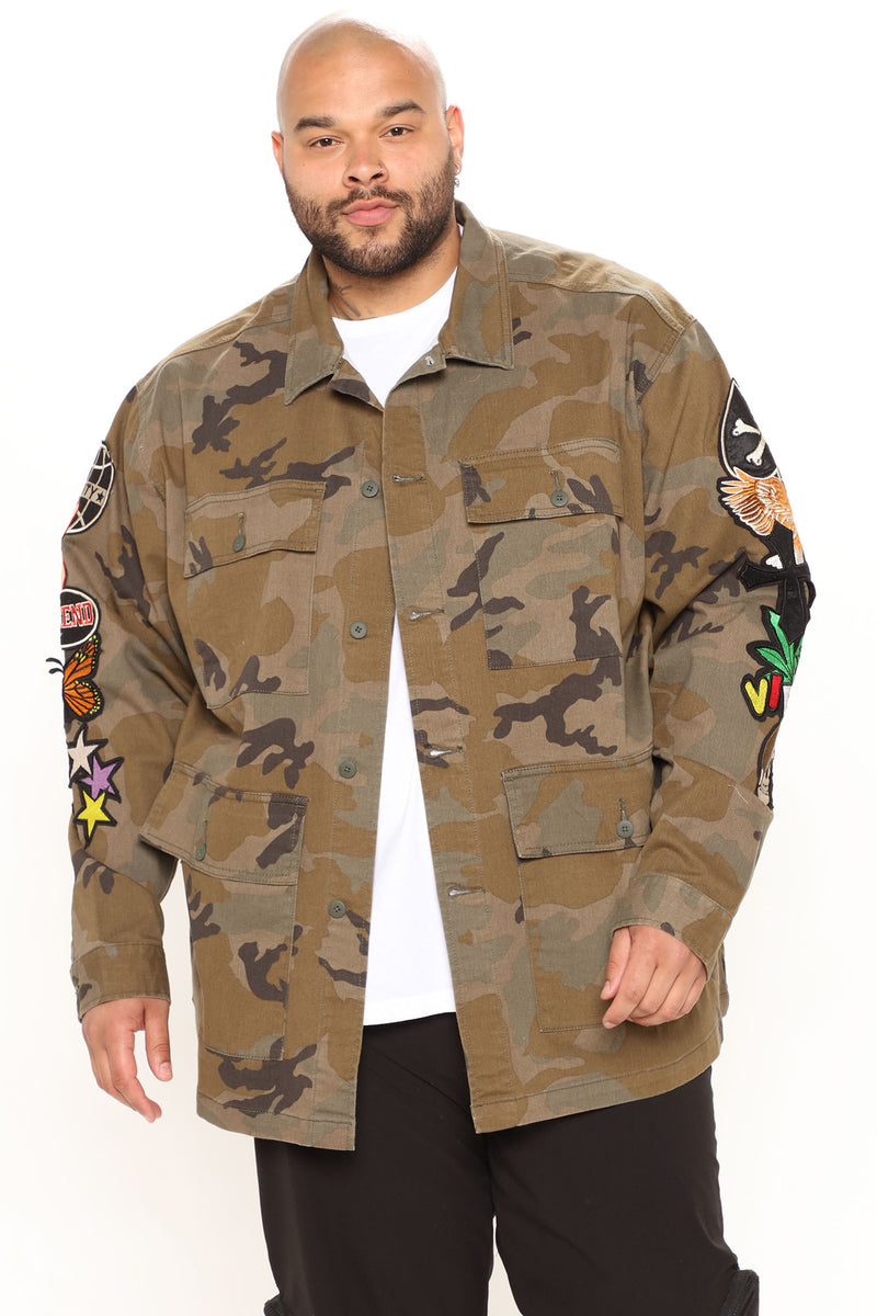 M65 Military Patched Camo Jacket Camouflage Fashion Nova Mens