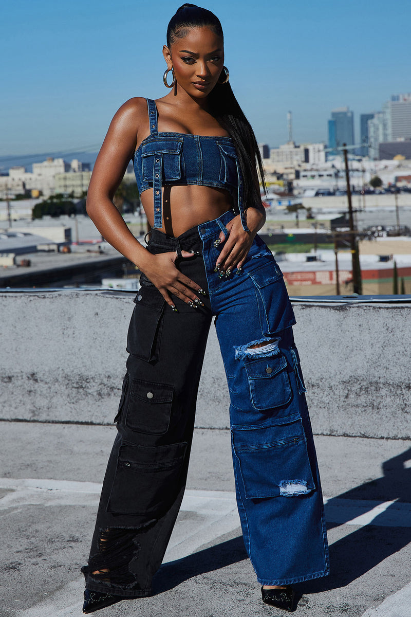 Two tone jeans clearance fashion nova