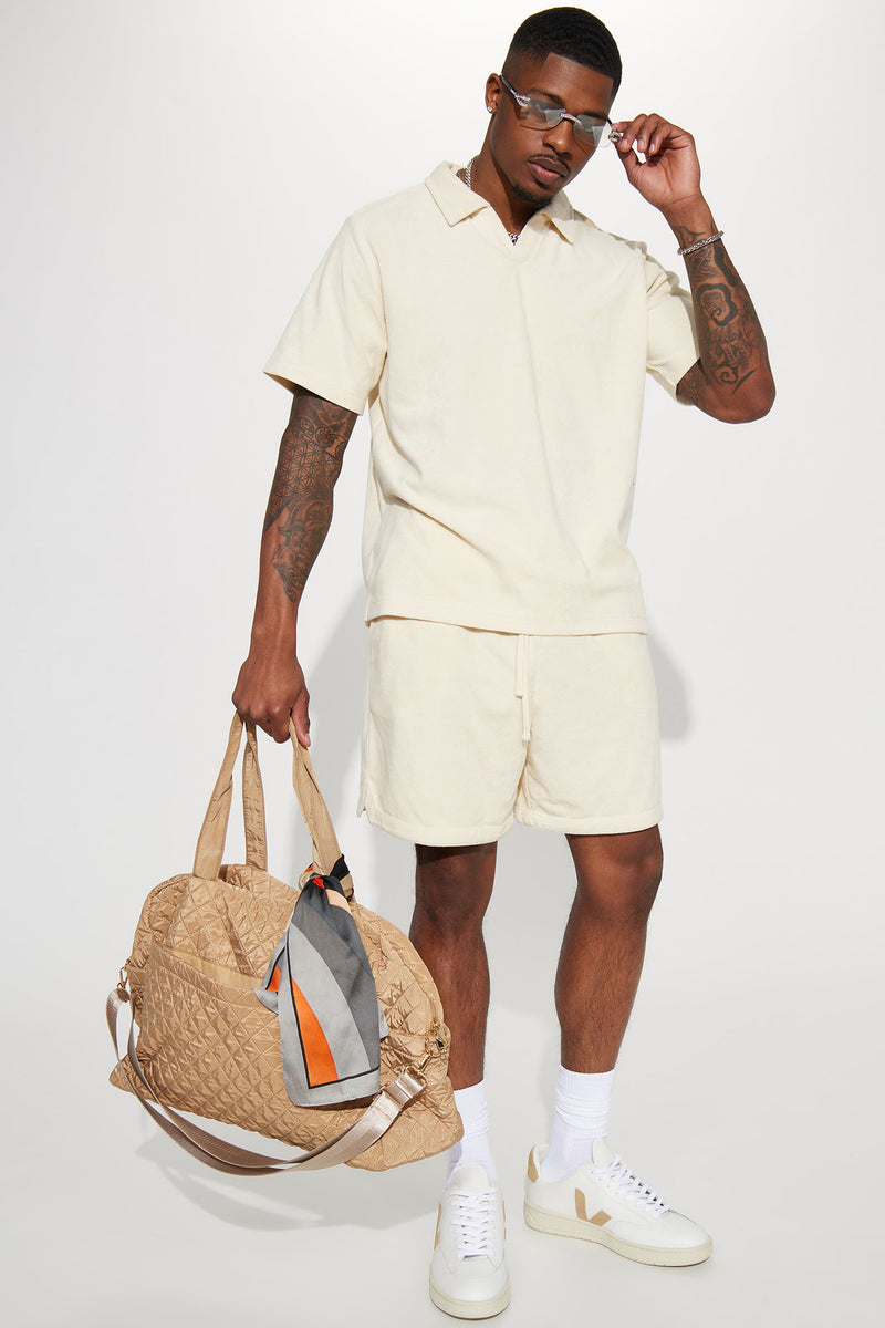Dipped Terry Knit Shorts Cream
