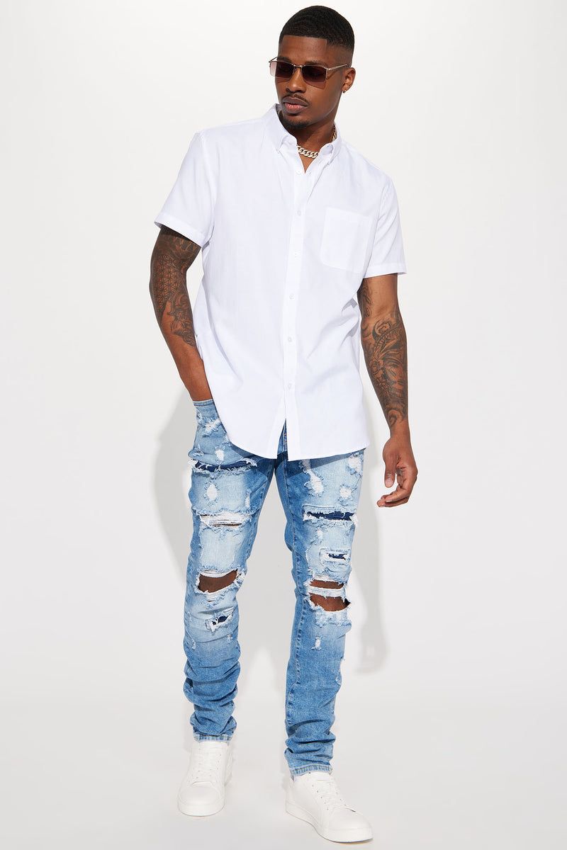 Denim shirt fashion nova cheap