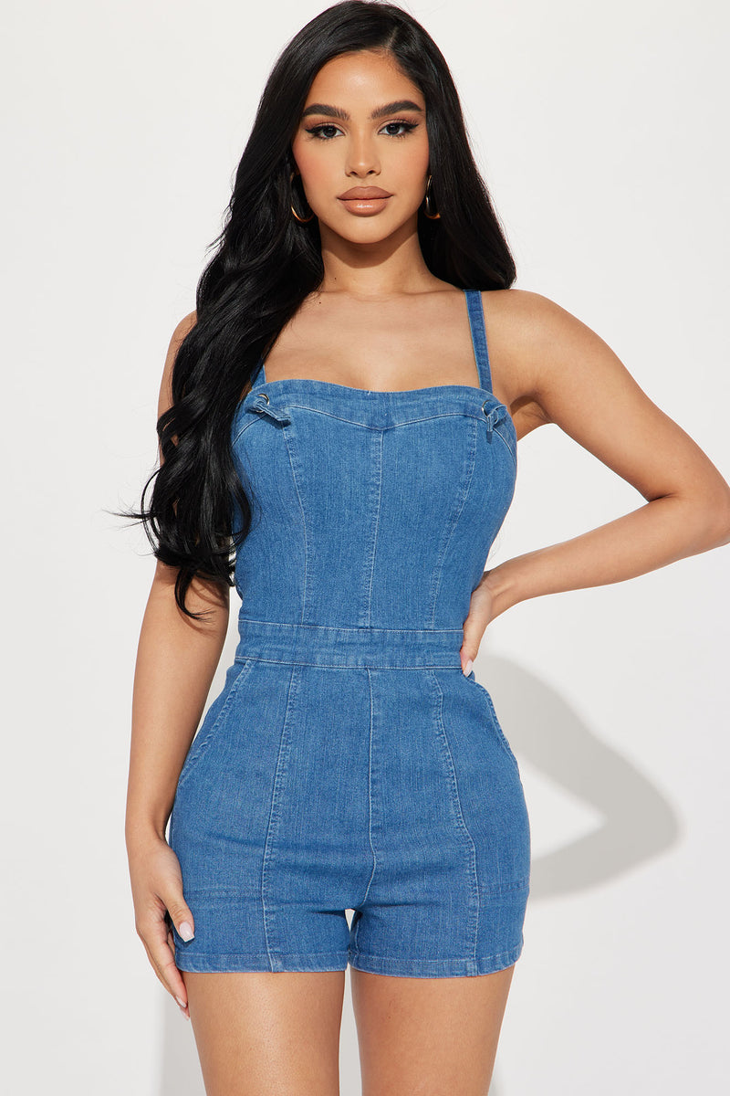 Denim romper fashion shop nova