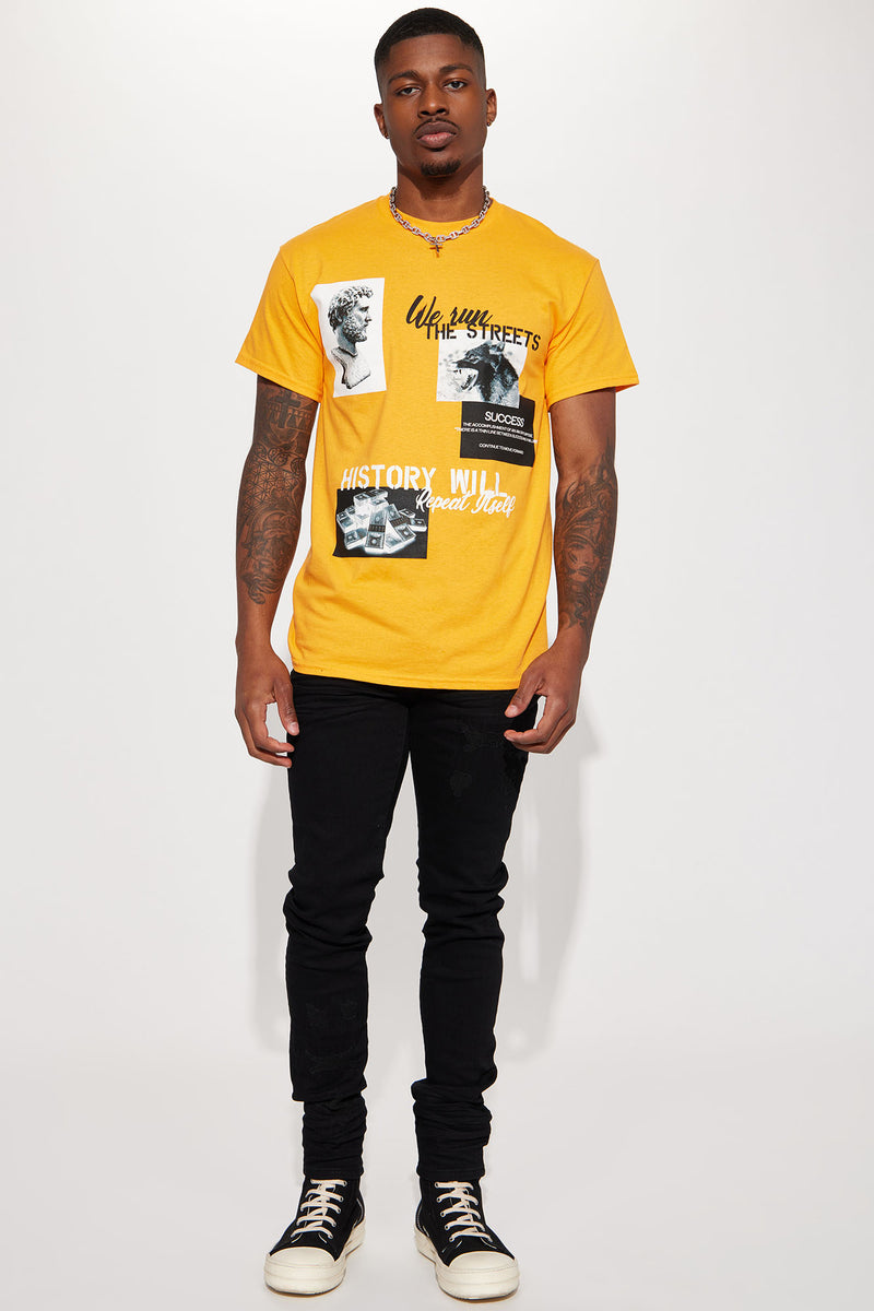 We Run The Streets Short Sleeve Tee Orange Fashion Nova Mens