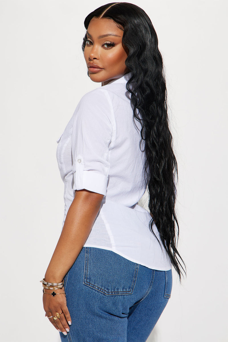 Fashion nova white button up shirt hotsell