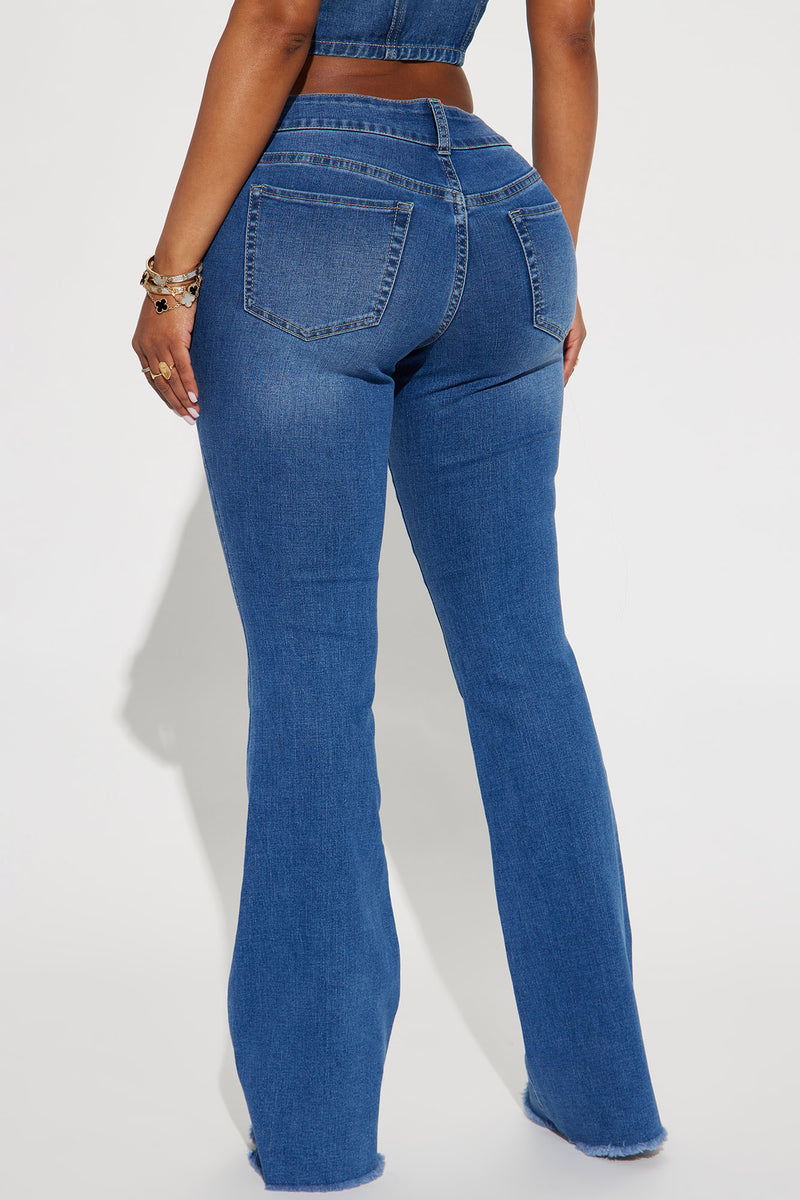 Vintage Y2K GAP flare jeans. Medium wash blue - Depop