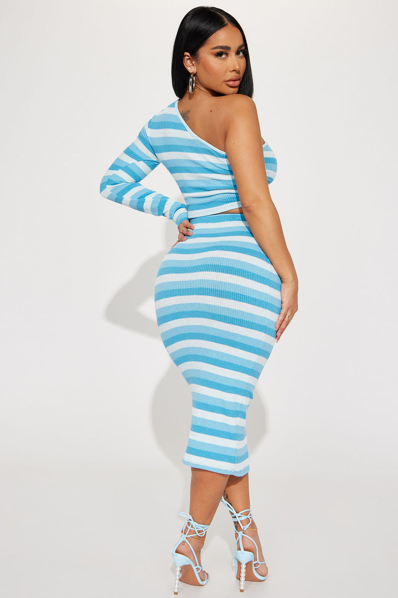 Always Remember Striped Skirt Set Blue combo