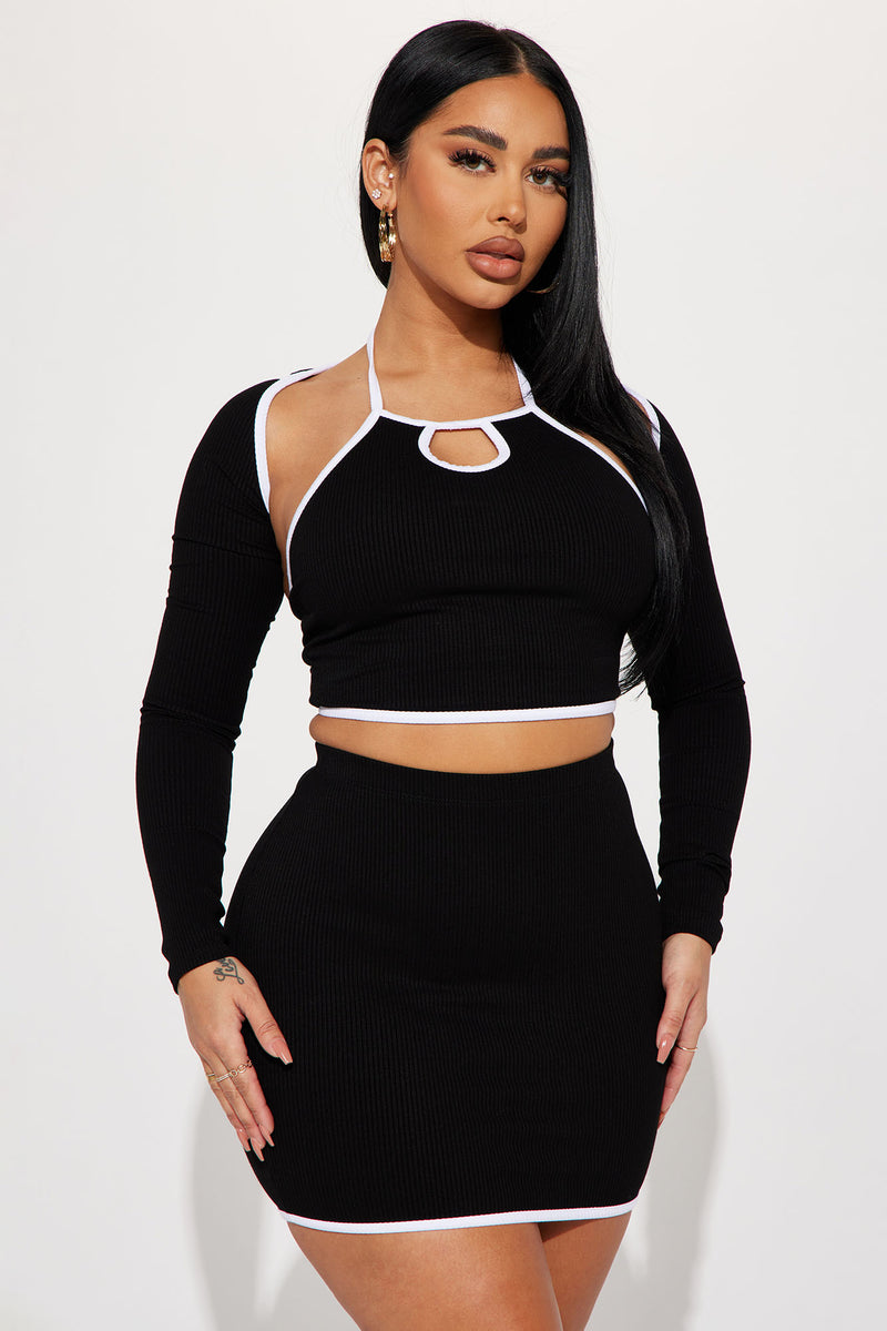 Black and white skirt fashion hot sale nova