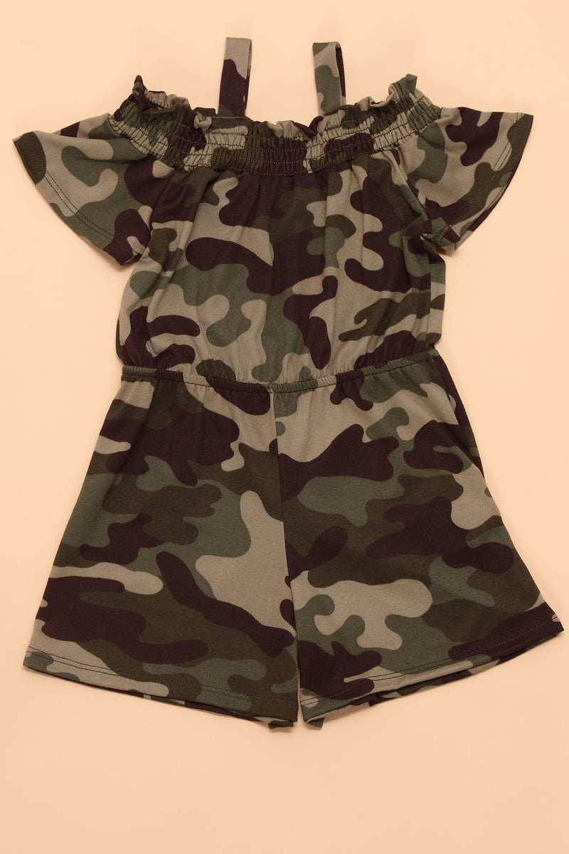 Hooded Camouflage Sleeveless Romper