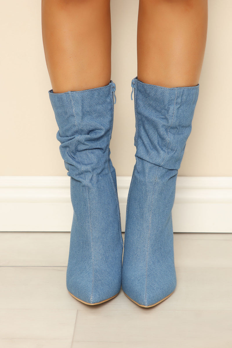 Fashion nova denim boots discount