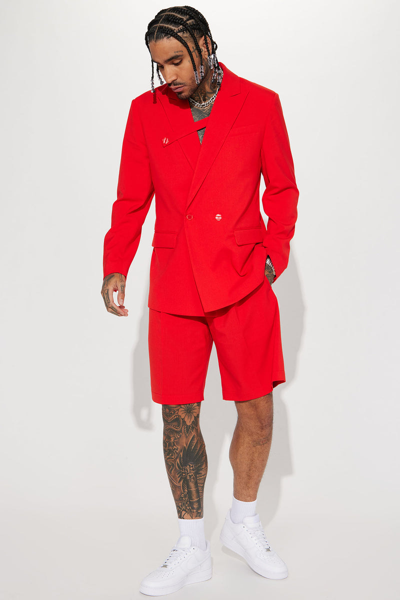 Red short suit on sale