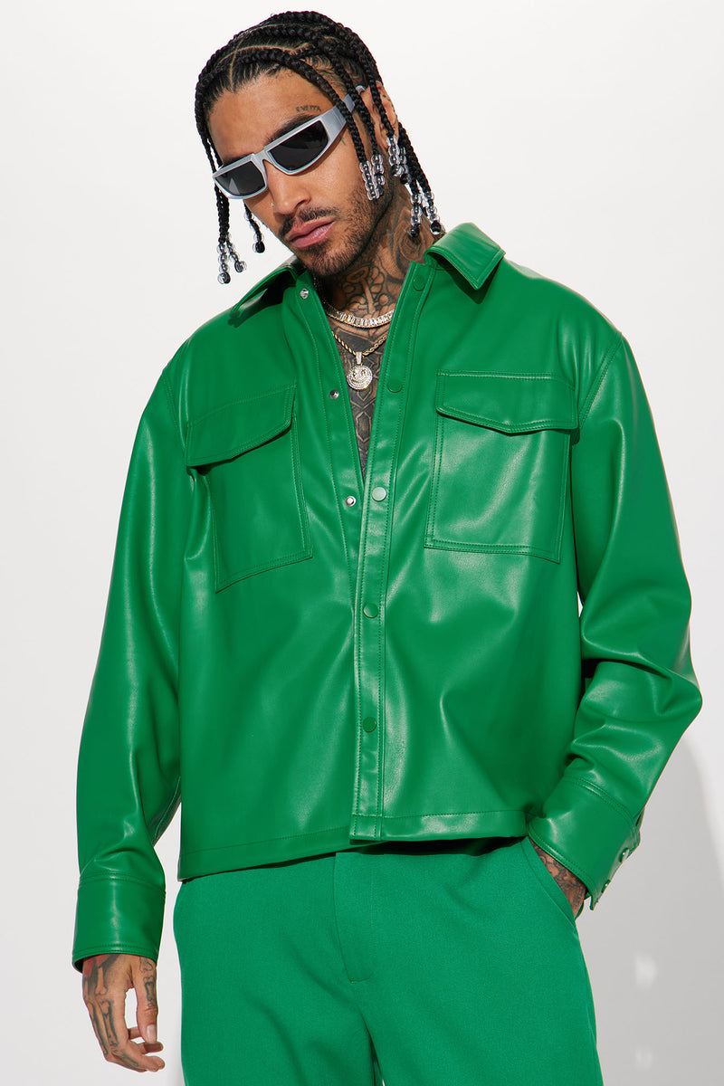 Green leather best sale shirt