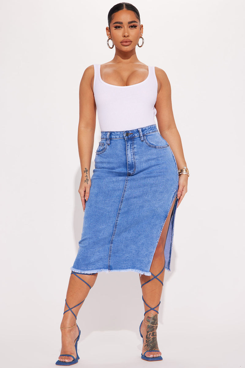 Denim midi skirt fashion on sale nova