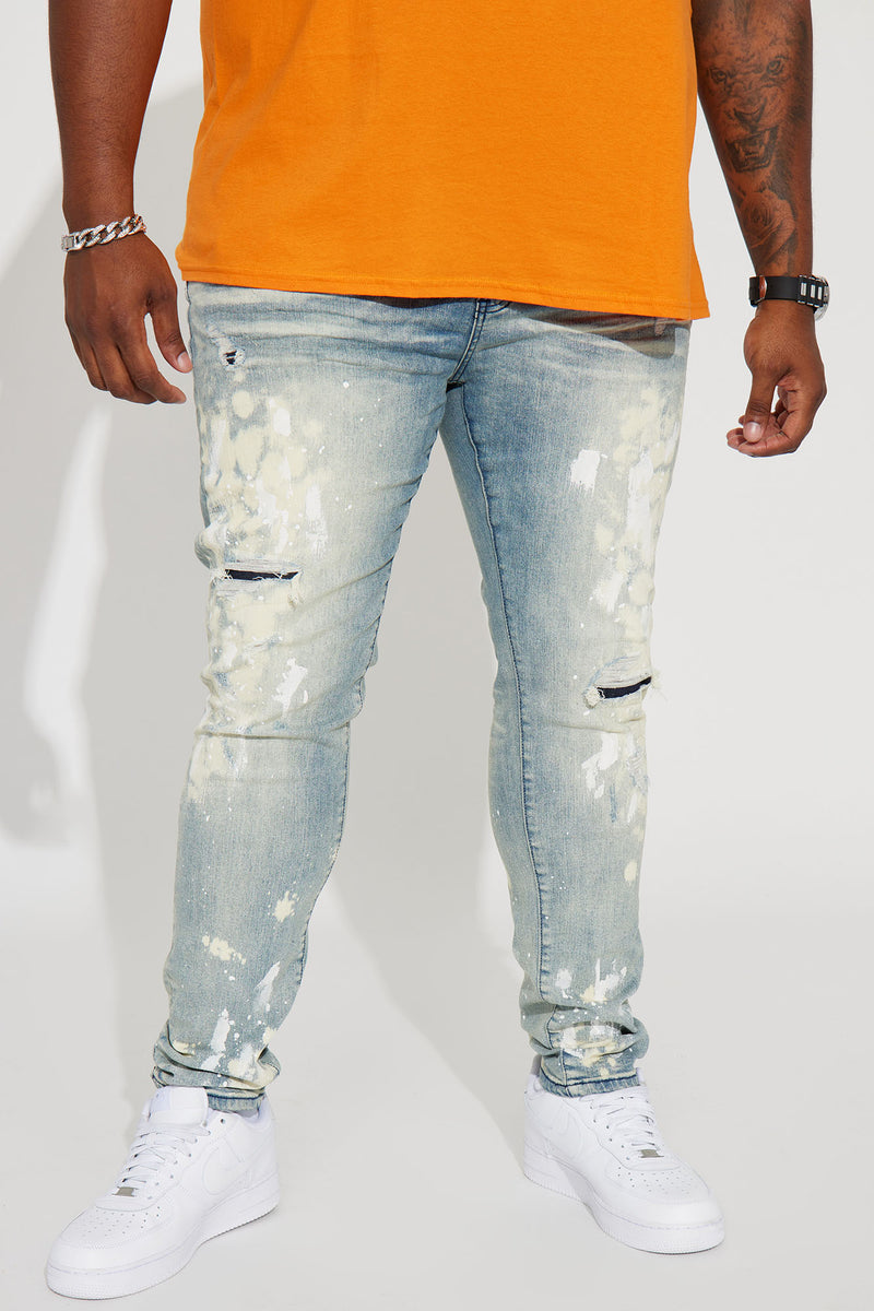 Got It All Ripped Paint Stacked Skinny Jeans Light Wash Fashion got-it-all-ripped-paint-stacked-skinny-jeans-light-wash-fashion