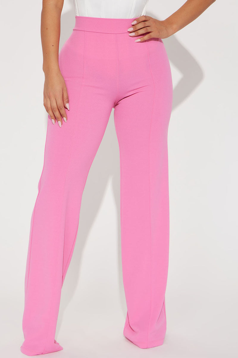 Ennyluap HOT Pink HIGH Waist Pants (12) at  Women's Clothing