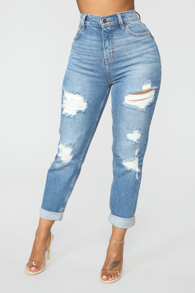 I Got It From My Mama Distressed Jeans MediumBlueWash Fashion