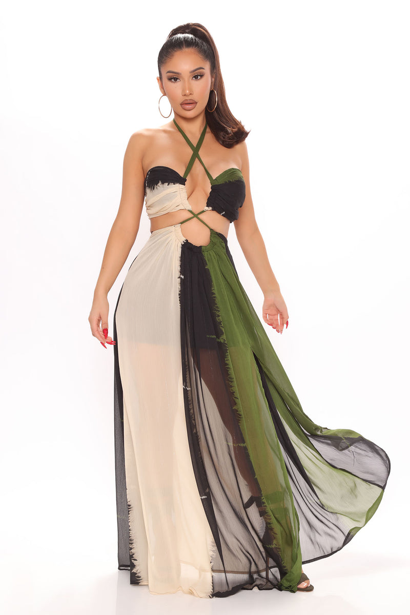 Gypsy Love Maxi Dress Olive combo