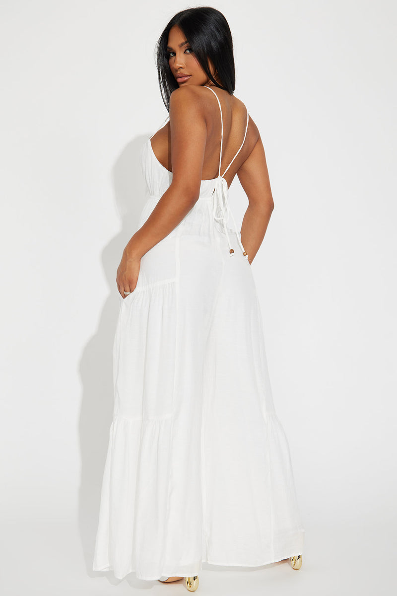 White shop gauze jumpsuit