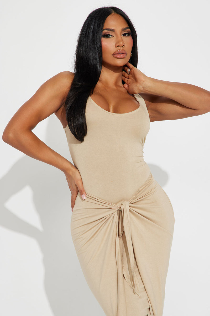 Deena Midi Dress Taupe